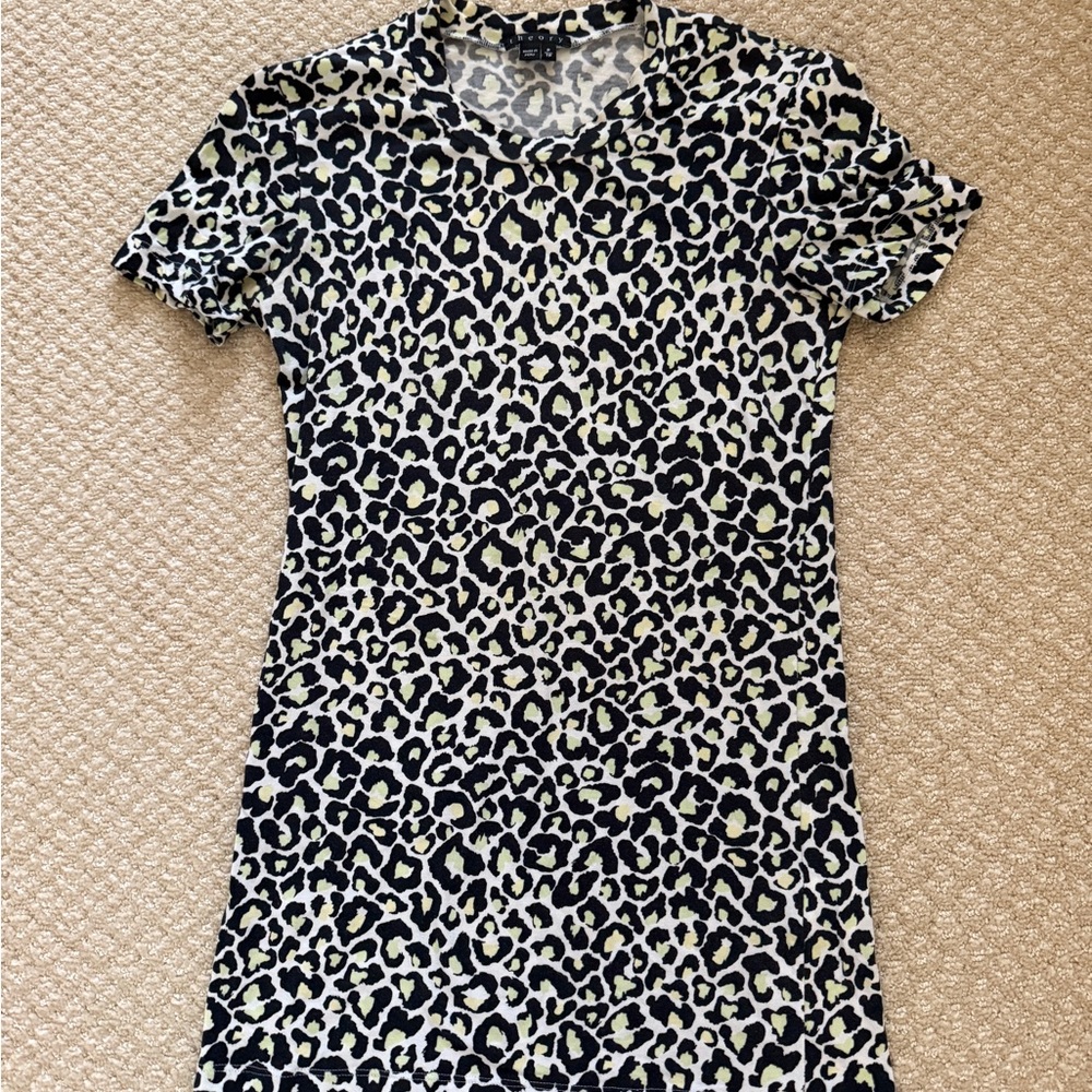 Theory Leopard Print Short Sleeve Tee